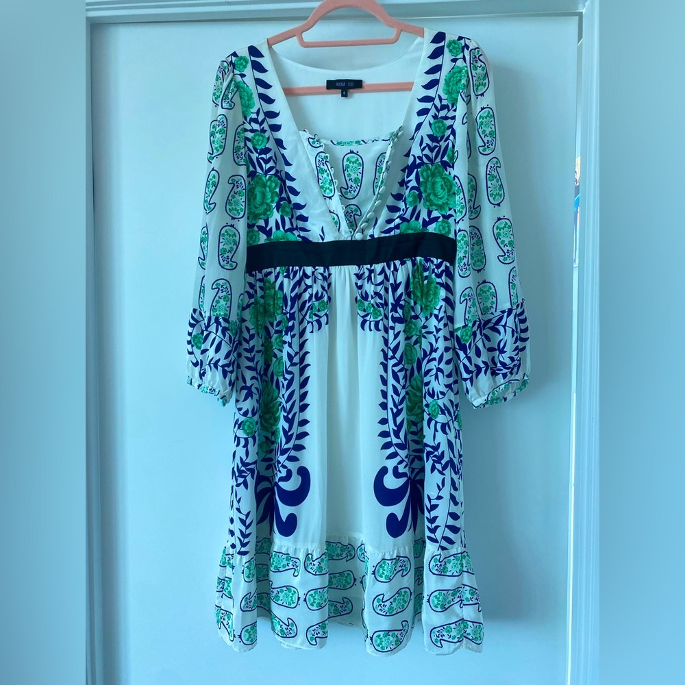 ANNA SUI l Silk Floral and Paisley Dress